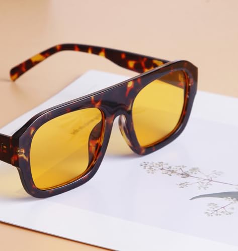 SDINM Trendy Square Aviator Sunglasses for Women Men Retro Tinted Thick Chunky Frame Sun Glasses Shades4