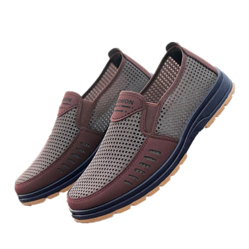 Morbuy Sneakers for Men, Lightweight Mesh Breathable Trainer Shoes Casual Running Non-Slip Walking Shoes Comfortable Gym Sports Shoes for Outdoor Fitness Jogging -RS Dark Brown
