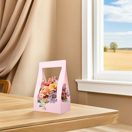Boîtes à Bouquets de Fleurs Cabilock, la Solution Stable pour Transporter Vos Fleurs en Papier Rose