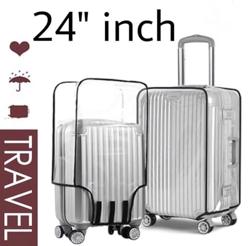 Image of HomeCloud 24-Inch Trolley Bag Cover /Suitcase Protector | Zippered Clear PVC Luggage Cover | Waterproof & Dustproof Storage & Travel Protection (Transparent, 24 inch (Pack of 1)
