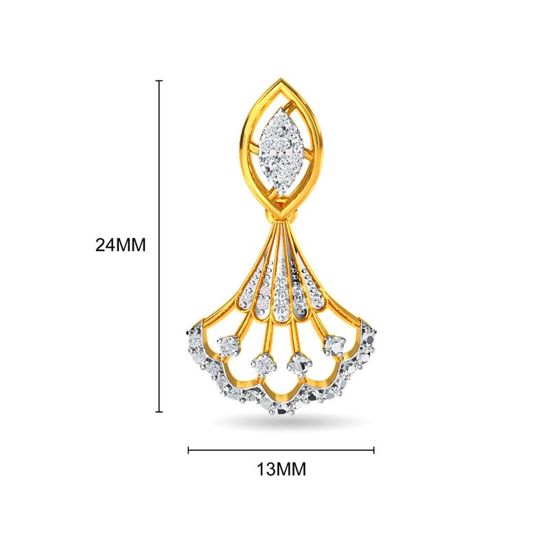 Image of KISNA JEWELS 18K BIS Hallmark Pure Yellow Gold & SI Real Diamond Danglers Earrings For Women with Screw Back clouser