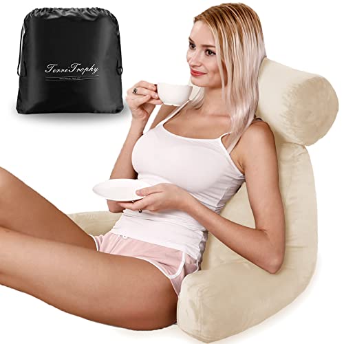 Territrophy Bed Rest Reading Pillow With Neck Support, With Storage Bag For Adult Arm Rest Reading Pillow For Sitting In Bed #TOP10