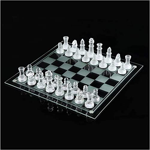 Siunwdiy Ensemble de Jeu d échecs en Verre, givré de Verre de Verre Poli, Jeu d échecs d échecs en Verre et de brouillons de brouillons de Cristal d échecs d échecs Jeunes Adultes Jouent Ensemble,A