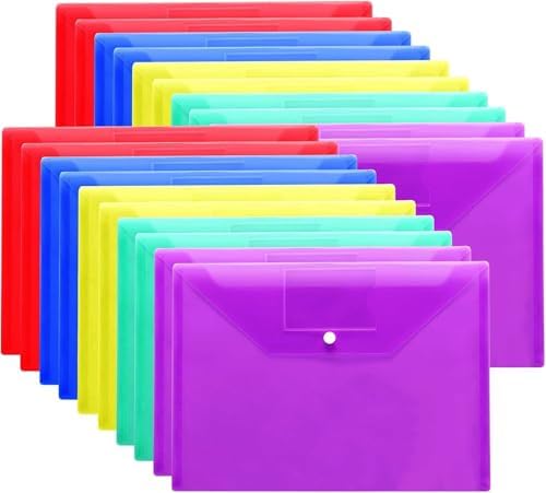 A4 Plastic Wallets Folders-20 Pack Popper Wallets with Label Pocket,A4 ...