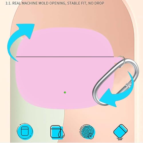 Image of Anvique Silicone Case Cover for Oneplus Nord Buds 4 Pro, Scratch Resistance, Shock Absorption, with Premium Carabiner (Pink R)