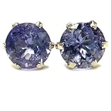 【12月誕生石】K10WG 天然タンザナイト 大粒6mm スタッドピアス