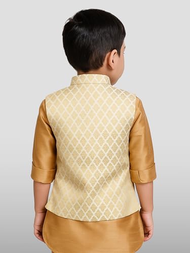 Image of JBN Creation Boys' Silk Blend Nehru Jacket || Banarasi Brocade Woven Jacquard Modi /Nehru Jacket || Ethnic Wear for Festivals, Weddings