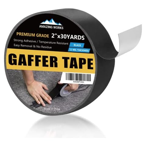 Gaffers Tape - Professional Grade Gaffers Tape 2 Inch x 30 Yards, Waterproof, Non-Reflective, No Residue Cloth Camera Tape Multipurpose Matte Finish Black Gaffers Tape for Photography Filming Backdrop Cover