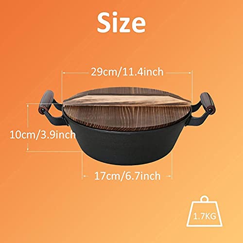 Wok con tapa de madera 11 pulg. hierro fundido miniatura 5