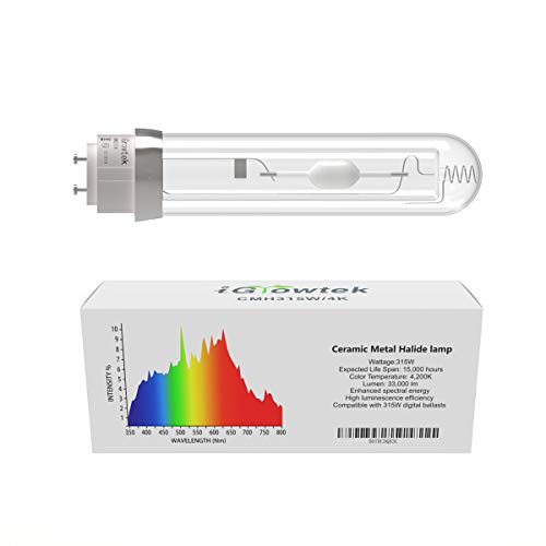 iGrowtek CMH 315W 4200K Grow Light Bulb, CMH 315 Grow Bulb,High Par Full Spectrum,Ceramic Metal Halide Grow Lamp
