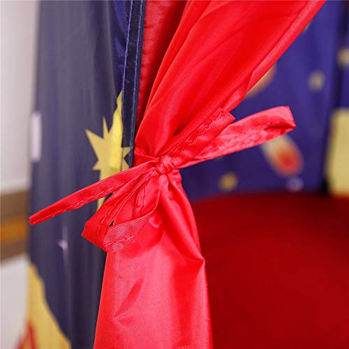 Play Tipi Tent Kinderen Indoor Speelhuis Kosmisch Kasteel Tent Opvouwbare Katoenen Canvas Tipi Fotografie Tipi Met Draagtas Voor Meisjes Jongens Baby's Peuter (Kleur: Blauw Rood, Maat: Zoals getoond) - Afbeelding 6