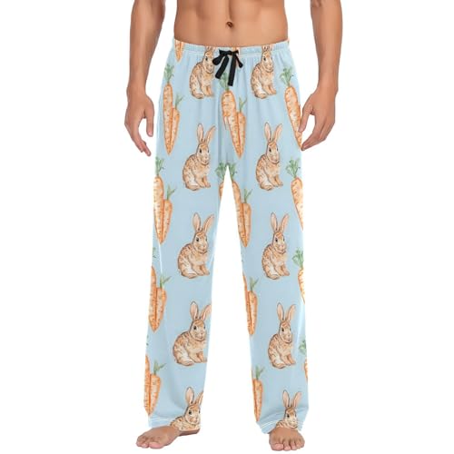 Cute Rabbit Carrot Pajama Pants Mens Lounge Pjs