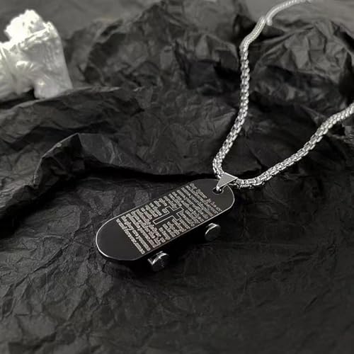 Collar con cruz de acero titanio patineta colgante religioso de oración cristiana hombre 2
