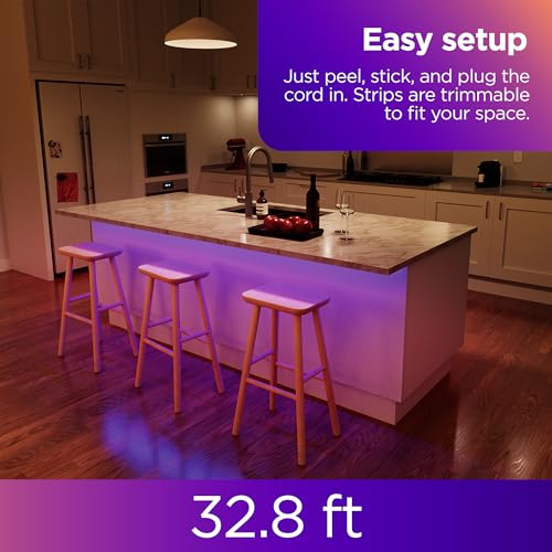 Image of Roku Smart LED Light Strip, 32.8ft - Color Options with Adjustable Brightness & Temperature - Peel & Stick WiFi Smart Strip Lights Works with Roku Voice, Alexa & Google Assistant - Smart Home Products