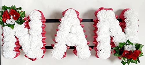 NAN Artificial Silk Funeral Flowers Name Letter Tribute Memorial