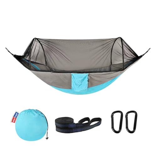 Camping Hammock with Mosquito Net - Double & Single Portable Hammocks with 2 Tree Straps Lightweight Hammock Tent for Outdoor Camping Hiking Backpacking Beach & Backyard (Blue)