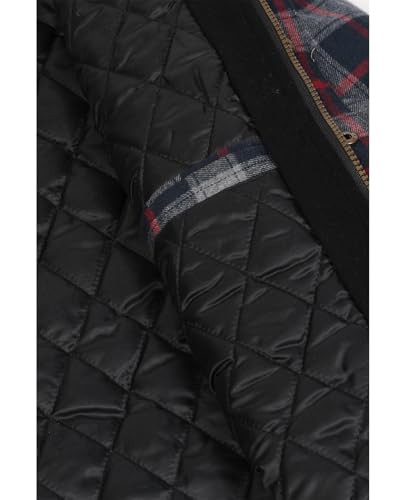 Image of ZENTHACE Men's Quilted Lined Hooded Plaid Jacket,Zipper & Snap Closure