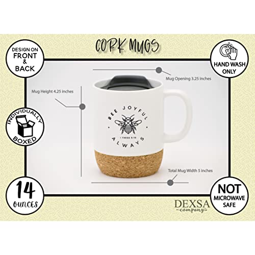Taza de cerámica Dexsa con tapa y base de corcho 14 onzas miniatura 5