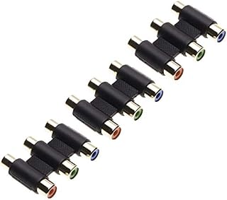 Female to Female 3 RCA Adapter by Keple, AV Audio Video Gender Converter Adaptor, Red, Green, Blue, Coupler Extends video and left right audio Cables (Pack of 3)