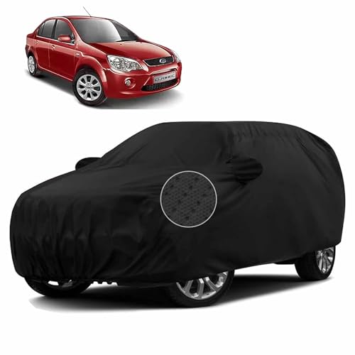 Image of Sulfar 100% Waterproof Car Body Cover Compatible with Mirror for Ford Fiesta Classic (Triple Stitched, Full Bottom Elastic, Black-TB)