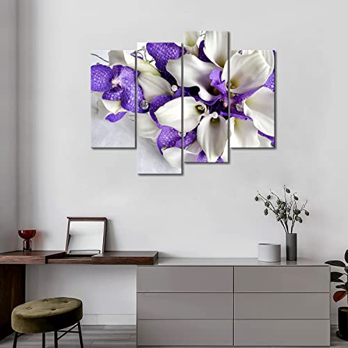 Bunch Of Flowers In White And Dark Purple Wall Art Painting Pictures Print On Canvas Flower The Picture For Home Modern Decoration #TOP2