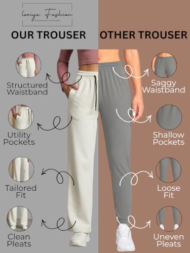 Image of Leriya Fashion High Waist Trousers for Women - Flared Korean Style Formal Pants | Elegant Workwear for Office, College & Events (Available in Plus Size