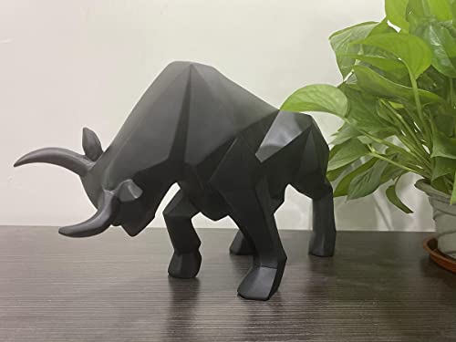 Semeid Modern Bull Statue Sculpture,Geometric Bull Sculpture Cattle Figurine Ornament Desktop Crafts (Black) #TOP7