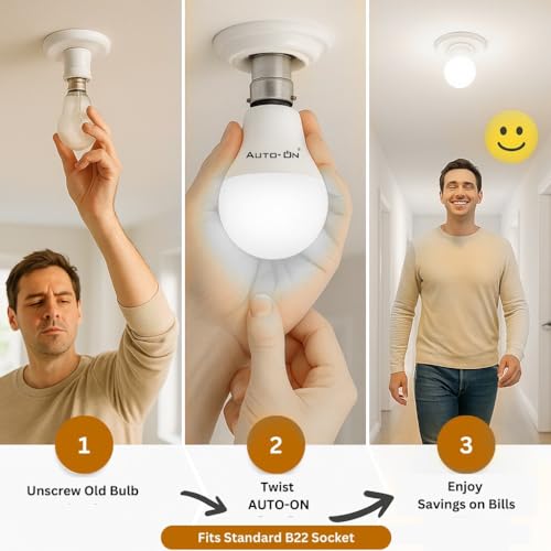 Image of Auto-ON Motion Sensor LED Bulb (20W) (Automatic ON /OFF) (Works both during Day /Night) (Only Motion Sensong) (One Year Warranty) - Warm White- Pack of 10