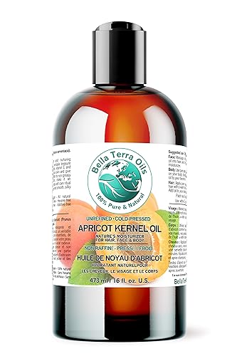 Bella Terra Oils - Organic Apricot Kernel Oil 16 oz - Cold-Pressed Nutritional Wonder, Packed with Antioxidants, Ideal Carrier Oils for Essential Oil Blends