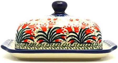 Polish Pottery Butter Dish - Crimson Bells