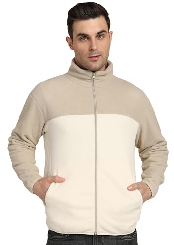 Image of Alan Jones Clothing Men's Fleece Full-Zip Jacket | Warm Puffy Polyester Jacket with Stand Collar & Piped Cuffs