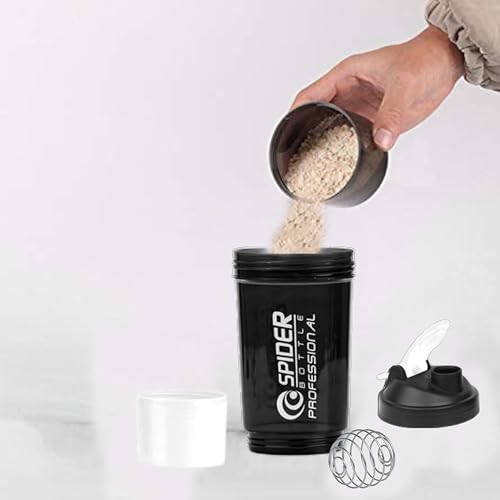 Image of Zyro Spider Gym Shaker Bottle, Shakers for Protein Shake 500 Ml with 1 Storage Compartment Gym protein shaker for workout (Pack of 1,White)