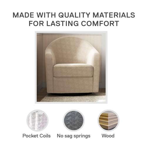 DHP Gentle Swivel Curved Accent Chair, Taupe Boucle