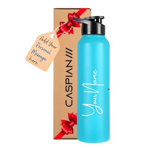 Image of CASPIAN / / / Hike Stainless Steel Customize Sipper Water Bottle Leak Proof Thunder for Fridge Home Office Travel School Kids Boys Girls Adults Sports Gym Yoga (B Teal 1 Litre, Set of 1)