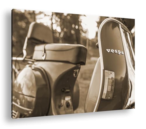 Vespa Moto paysage tableau sépia 90x60 cm pour salon