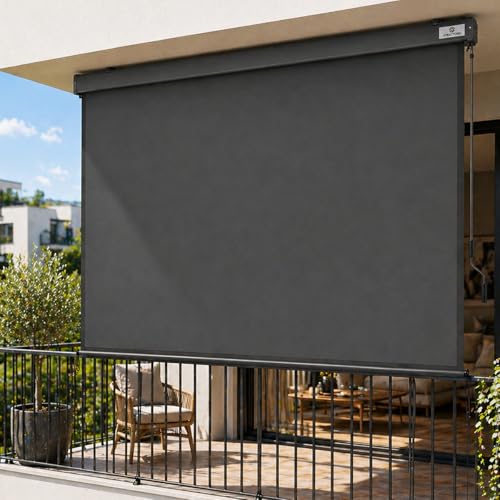 Strattore Store Vertical Extensible 180x250 cm Balcon Store Roulant Extérieur - Blocage des UV avec Manivelle et Cassette du Vent pour Balcon Terrasse Patio...