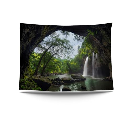 Ulticool – Cascada de árboles naturaleza – Póster de tapiz – 200 x 150 cm – Póster de jardín – Tapiz grande – Accesorio de decoración para jardín y salón