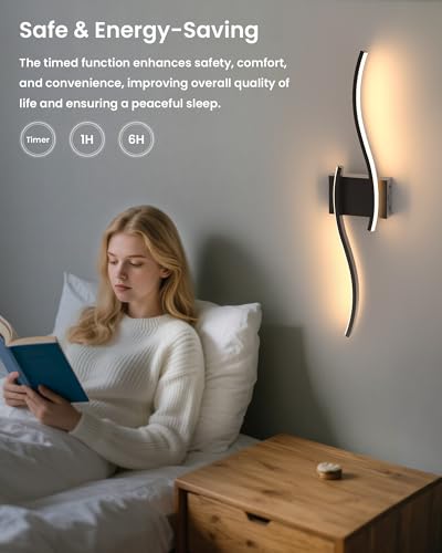 Image of NIORSUN 27.6 Inch Battery Operated Wall Sconce Set of 2, Black Modern Rechargeable Wall Lights with Remote, 3CCT Dimmable Wireless Wall Lamp for Living Room Bedroom Hallway