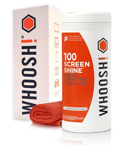 WHOOSH! Screen Shine – Lot de 100 lingettes nettoyantes pour écran TV, OLED, PC, MacBook, téléphone, lunettes, voiture et ordinateur portable