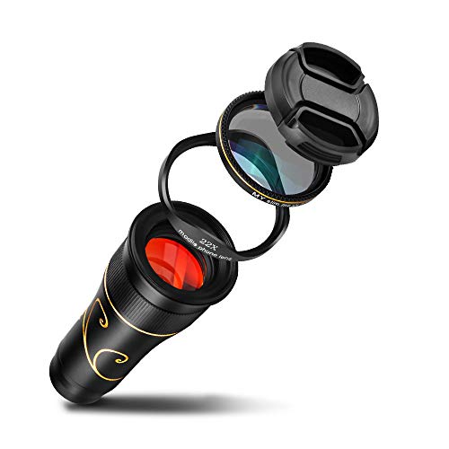 Telescopios Monoculares Teleobjetivo óptico con Lente Teleobjetivo 22x Teléfono Celular con Lente Externa Y Trípode Y Clip Universal para Teléfono Samsung Galaxy HTC Y Más,Yellow