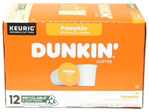 Dunkin Donuts K-Cups Pumpkin Flavor - Box of 12 Kcups for use in Keurig Coffee Brewers