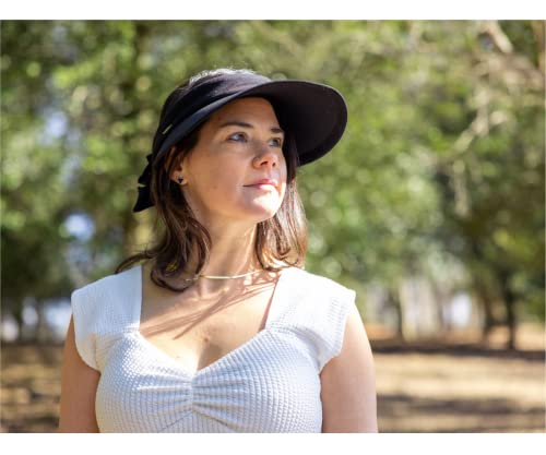 Scala Women's Deluxe Big Brim Cotton Visor With Bow, Black, One Size #TOP5