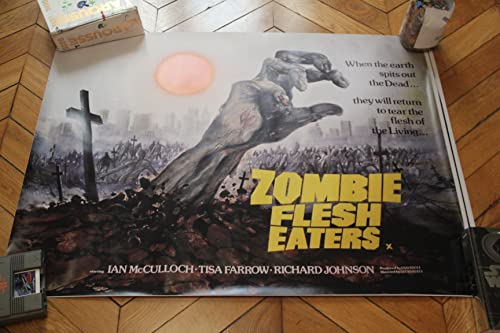 Affiche Zombie Flesh Eaters 1979 repro quad UK 30x40 puces