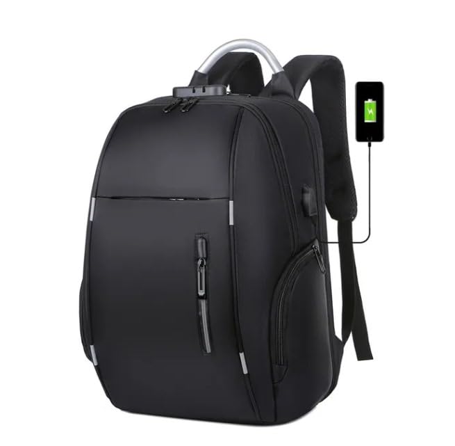 Mochila Bolsa Masculina Feminina Notebook Refor?ada Anti Furto Semi Imperme?vel Escolar Faculdade Trabalho Viagem Resistente Executiva Cabo De A?o Sa?da Usb (PRETA)