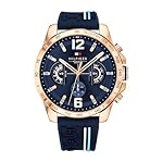 Tommy Hilfiger Analogue Multifunction Quartz Watch for men with Silicone, Stainless Steel or Leather Bracelet, Day & Date Sub-Dials, 5ATM Water Resistant
