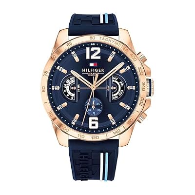 Tommy Hilfiger Orologio Analogico Multifunzionale al Quarzo per Uomo con Cinturino in Silicone, Acciaio Inossidabile o Pelle, Sottoquadranti per Giorno e Data, Resistente all'Acqua fino a 5ATM.