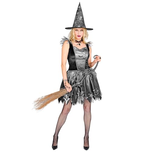 Costume sorcière magicien avec robe chapeau araignée fête