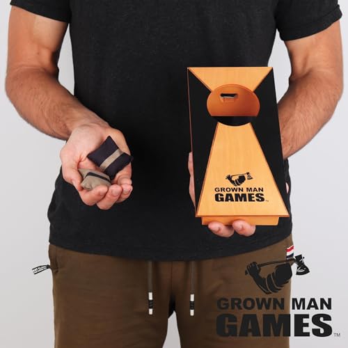 Grown Man Games Mini Cornhole – Tragbares Tischspiel mit Sitzsäcken