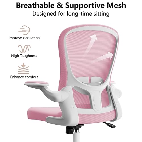 Image of Ergonomic Office Chair, Comfort Swivel Home Office Task Chair, Breathable Mesh Desk Chair, Lumbar Support Computer Chair with Flip-up Arms and Adjustable Height