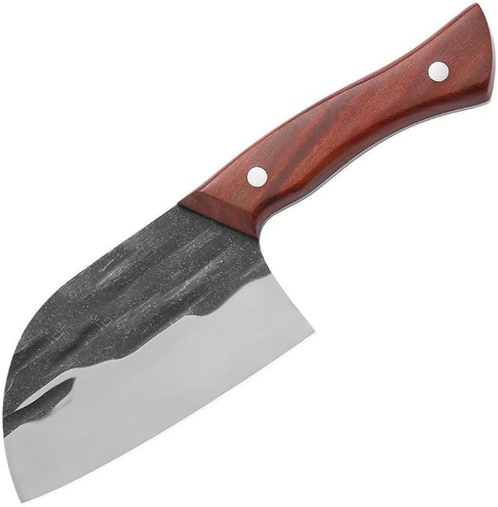 Meat Cleaver,Cleaver Knife Handmade Forged 5Cr15Mov Mini Kitchen Knife Cheese Knife Cleaver Knife Slicing Knife Outdoor Camping Knives Cutter with sheath